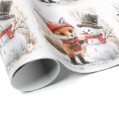 Baby Fox en Snowman Cadeaupapier (Rol Hoek)