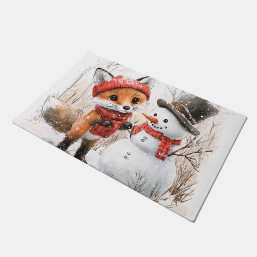 Baby Fox en Snowman Deurmat (Schuin)