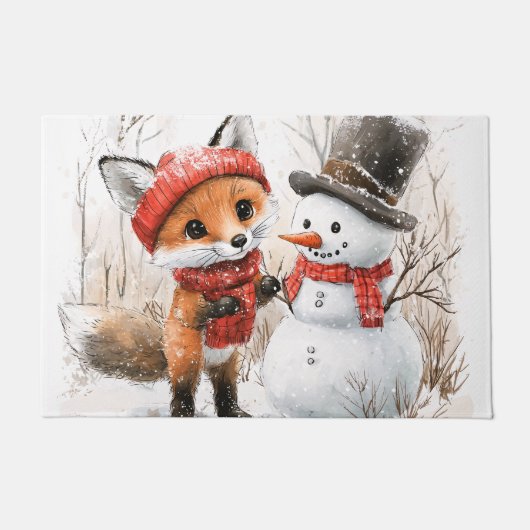 Baby Fox en Snowman Deurmat (Voorkant)