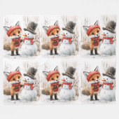 Baby Fox en Snowman Fleece Deken (Voorkant (Horizontaal))