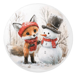 Baby Fox en Snowman Keramische Knop