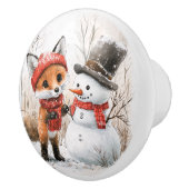 Baby Fox en Snowman Keramische Knop (Rechts)