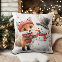 Baby Fox en Snowman Kussen