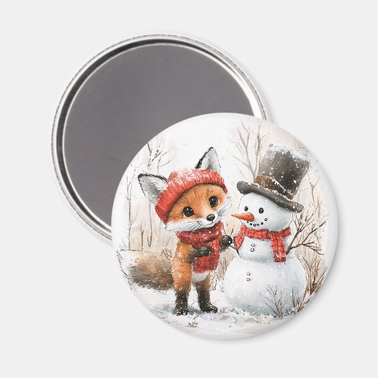 Baby Fox en Snowman Magneet (Voorkant / Achterkant)