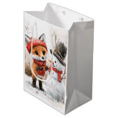 Baby Fox en Snowman Medium Cadeauzakje (Voorkant Gekanteld)