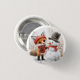 Baby Fox en Snowman Ronde Button 3,2 Cm