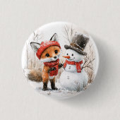 Baby Fox en Snowman Ronde Button 3,2 Cm (Voorkant)