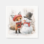 Baby Fox en Snowman Servet (Voorkant)
