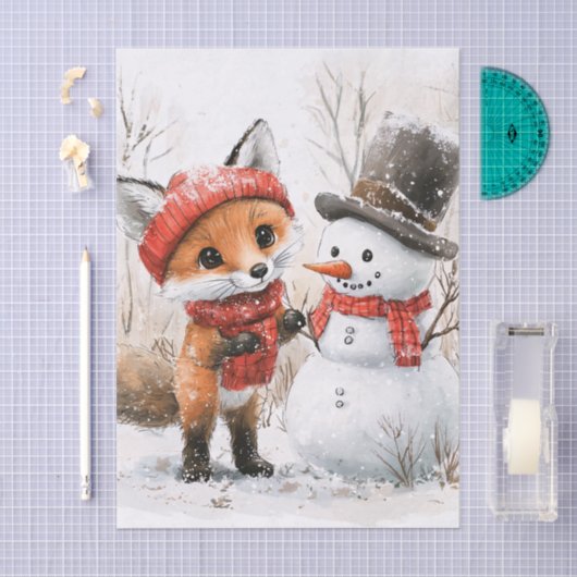 Baby Fox en Snowman Tissuepapier (Craft)