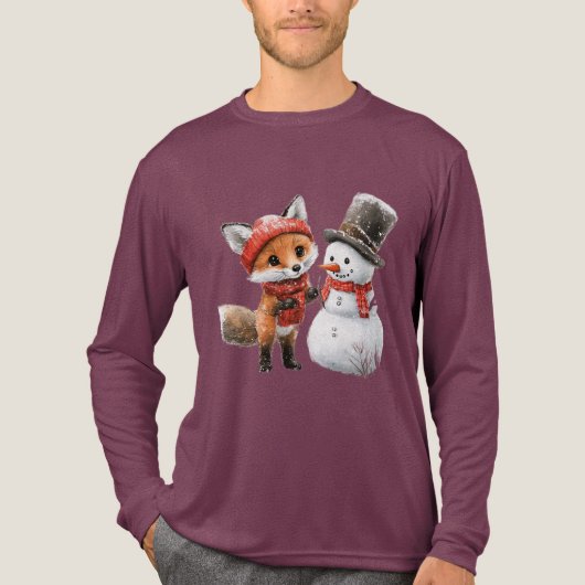 Baby Fox en Snowman Tri-Blend Shirt (Voorkant volledig)
