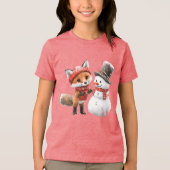 Baby Fox en Snowman Tri-Blend Shirt (Voorkant)