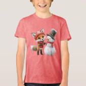 Baby Fox en Snowman Tri-Blend Shirt (Voorkant)