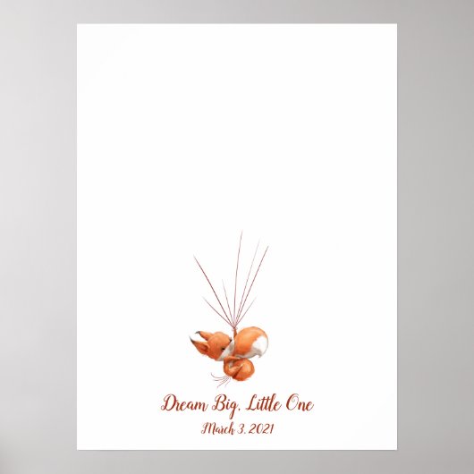 Baby Fox Fingerprint Guestbook Poster (Voorkant)