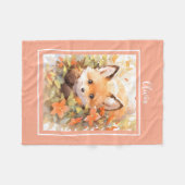 Baby Fox fleece deken met naam (Voorkant (Horizontaal))