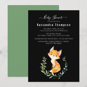 Baby Fox Floral Wreath Baby shower Kaart