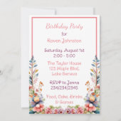 Baby Fox in Bloemen Meisjes Verjaardagsfeestje Kaart (Achterkant)