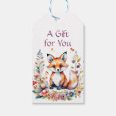 Baby Fox in Bloemen Verjaardagsfeest Cadeaulabel (Voorkant)