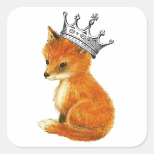 Baby Fox kroonsjaal Vierkante Sticker