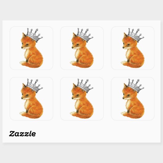 Baby Fox  kroonsjaal Vierkante Sticker (Vel)