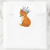 Baby Fox  kroonsjaal Vierkante Sticker (Tas)