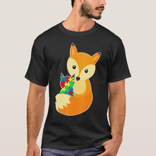 Baby Fox Love Puzzle Piece Animal Cool Autisme Awa T-shirt (Voorkant)