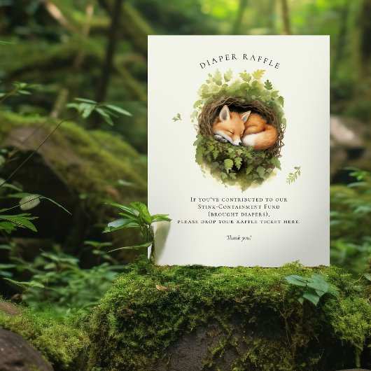 Baby Fox Luier Raffle Teken Baby shower Reclamebord Met Voetstuk