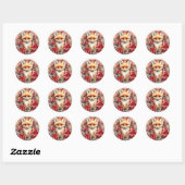 Baby Fox met kerst Schattige Ronde Sticker (Vel)