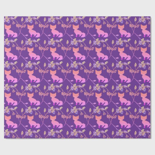 Baby Fox Night Violet Cadeaupapier (Vlak)