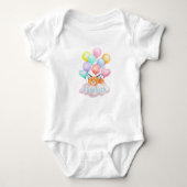 Baby Fox op een wolkenpastel monogram Romper (Voorkant)