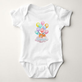 Baby Fox op een wolkenpastel monogram Romper