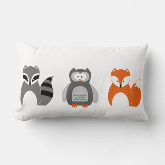Baby Fox Owl Raccoon Sierkussen Kussen (Voorkant)