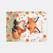 Baby Fox Perzik Bloemen Baby shower Cadeau Fleece Deken (Voorkant (Horizontaal))