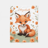 Baby Fox Perzik Bloemen Baby shower Cadeau Fleece Deken (Voorkant)