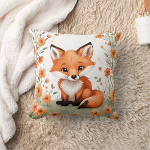 Baby Fox Perzik Bloemen Baby shower Cadeau Kussen