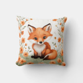 Baby Fox Perzik Bloemen Baby shower Cadeau Kussen (Voorkant)