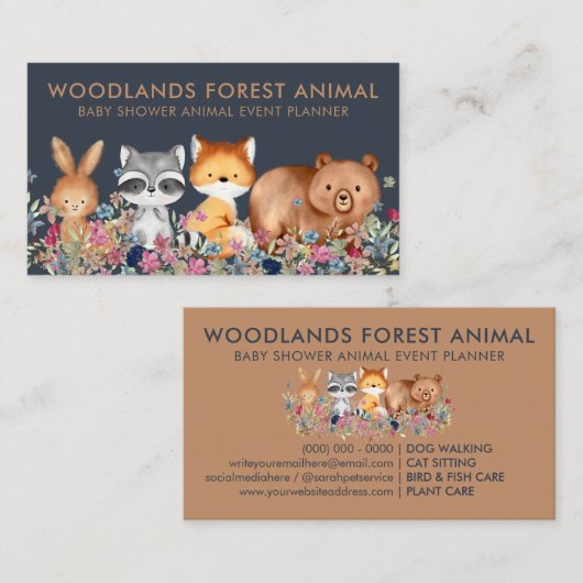 Baby Fox Raccoon Rabbit Visitekaartje (Voorkant / Achterkant)