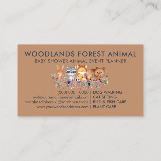 Baby Fox Raccoon Rabbit Visitekaartje (Achterkant)