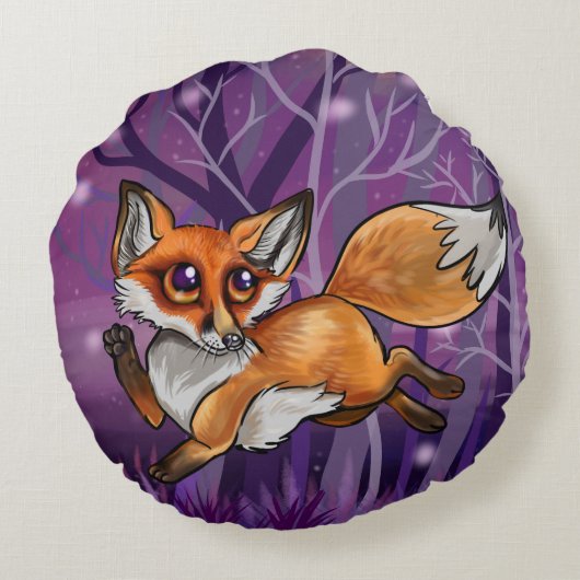 Baby Fox Rond Kussen (Achterkant)