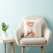 Baby Fox Roze Bloemen Kwekerij Kussen Baby shower (Stoel)