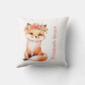 Baby Fox Roze Bloemen Kwekerij Kussen Baby shower (Achterkant)
