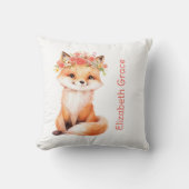 Baby Fox Roze Bloemen Kwekerij Kussen Baby shower (Voorkant)