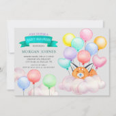 Baby Fox slapen op een wolk kleurrijk Baby shower (Voorkant)