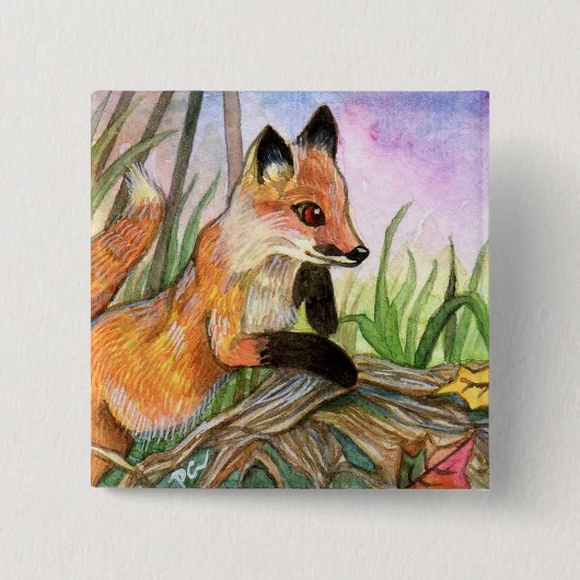 Baby Fox Vierkante Button 5,1 Cm (Voorkant)