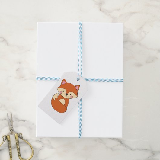 Baby Fox-vormgeving met fox-kunstvos Cadeaulabel (Met Touw)