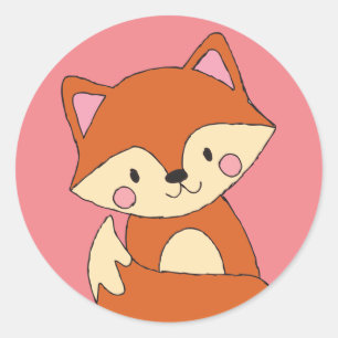 Baby Fox-vormgeving met fox-kunstvos Ronde Sticker