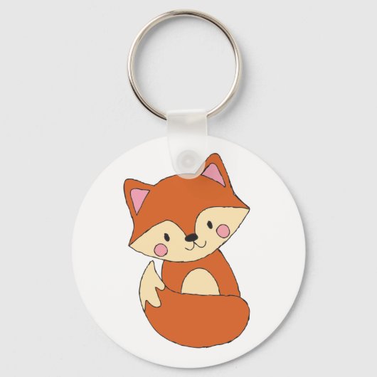 Baby Fox-vormgeving met fox-kunstvos Sleutelhanger (Voorkant)