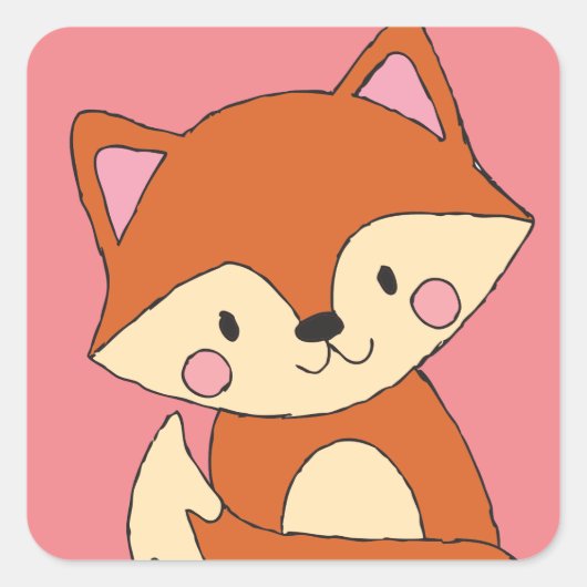 Baby Fox-vormgeving met fox-kunstvos Vierkante Sticker (Voorkant)