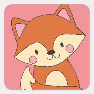 Baby Fox-vormgeving met fox-kunstvos Vierkante Sticker