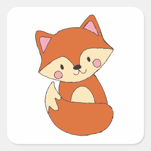 Baby Fox-vormgeving met fox-kunstvos Vierkante Sticker (Voorkant)