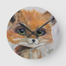 Baby Fox wandklok, 8" ronde acryl klok
